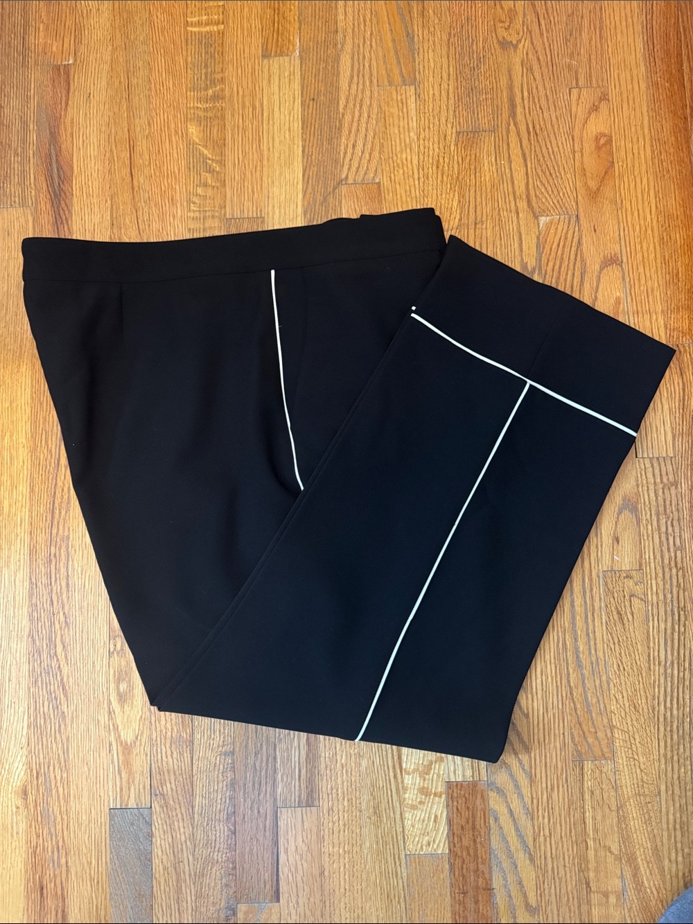 Hugo Boss Black Trousers Pants with White Piping, Sz 12